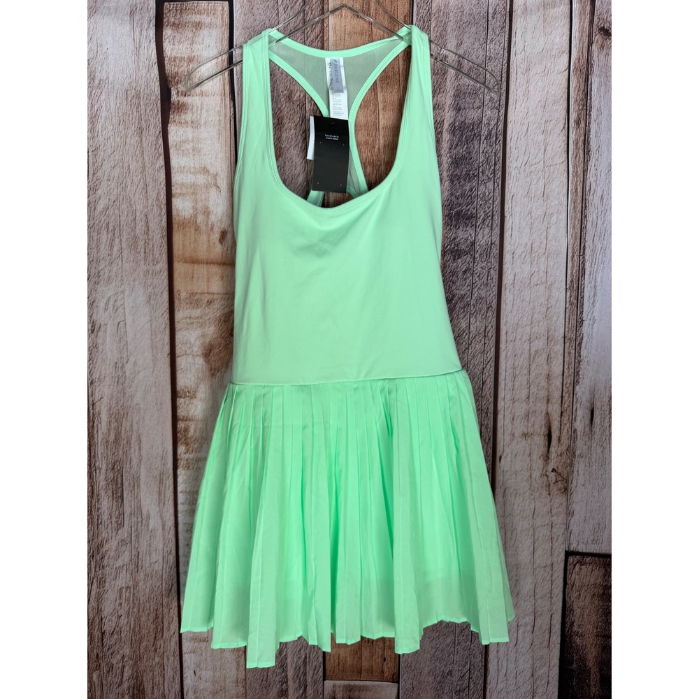 Fabletics Pleated Tennis Pickleball Active Dress Green Athleisure Golf Large NWT